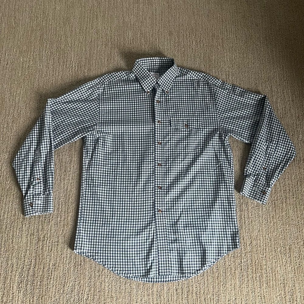 Brooks Brothers Mens Blue and White Checkered Button Down Shirt
